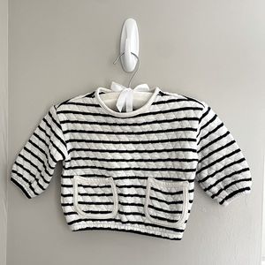 Old Navy baby sweatshirt, size 3-6months, white with navy stripes.